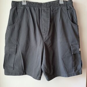 Billabong Cargo Shorts Men L Dark Gray Heavy Cotton Elastic & Cord Waist